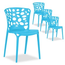 4 Chaises de jardin bistrot en bleu chaise design empilable cuisine Homestyle4u