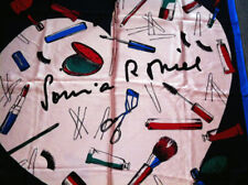 CHIC FOULARD CARRÉ 100 % SOIE signé SONIA RYKIEL " MAKE-UP " BLEU