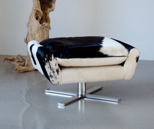 Pouf peau vache - peau, de
