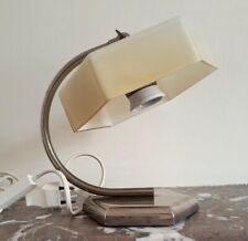 lampe de chevet art déco moderniste métal chromé et opaline