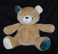 Peluche doudou ours BEAUTY SUCCESS brun marron vert beige rayé 21 cm assis NEUF