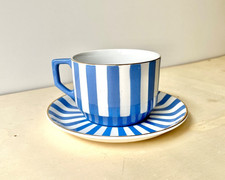 Large Fox Trott tea cup and saucer by Sarreguemines France, art deco tableware