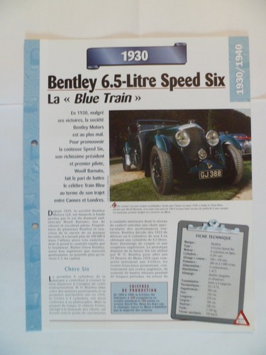 Carte fiche auto bentley - auto, 6.5