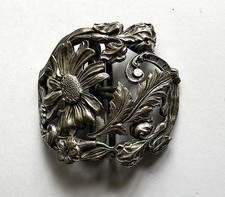 Art Nouveau: Ancienne boucle de ceinture à système Argent Métal argenté