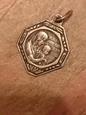 Médaille Religieuse Ancienne Vierge À L'enfant Sacré Cœur Mas-Rillet Prisonier