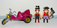 PLAYMOBIL DRAGSTER MOTO 3 ROUES BIKER TRIKE CUSTOM + 2 MOTARDS BON ETAT