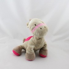 Doudou poney cheval beige rose