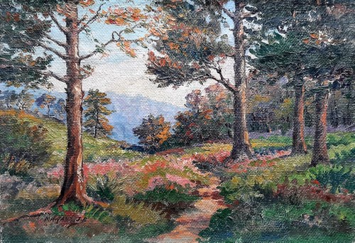 Tableau ancien toile paysage - tableau,