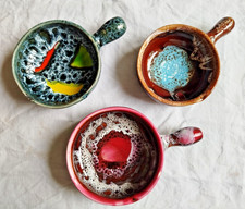 Caquelons  en faïence de Vallauris, lot de 3, différentes tailles et signatures