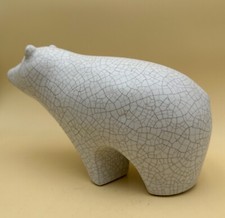 Sculpture zoomorphe en céramique craquelée "Ours Blanc"
