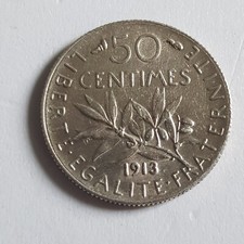 France - Pièce de 50 centimes Argent - Semeuse de Roty  - 1913   -