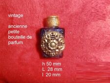 Vintage - Ancien flacon  ( petite bouteille miniature ) de parfum verre décoré 