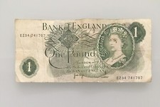 Billet Angleterre 1 Pound Queen Elizabeth II No EZ34 741707 Bank Of England
