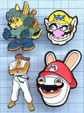 Lot Pin's retrogaming jeux vidéo Nintendo WARIO Mario Rabbids ROCKET KNIGHT RYU