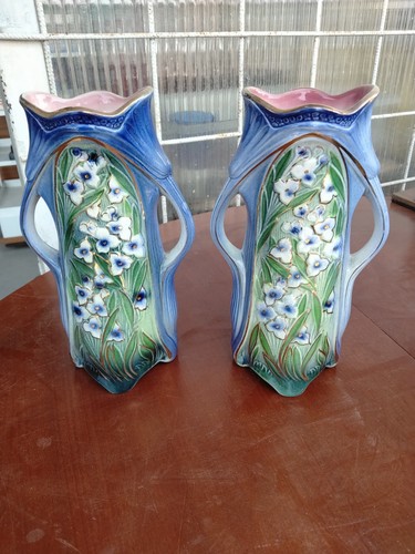 Paire vases faïence - de,