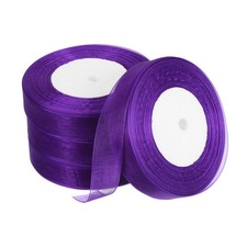 Organza Ruban 51/64 Pouce 50 Yard, 4 Rouleau Chiffon Tissu Bouquet, Violet