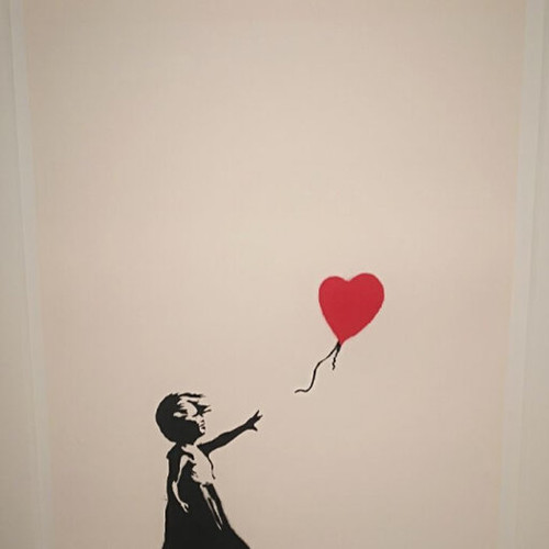 Girl with balloon banksy - with,
