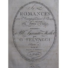 SELVAGGI G. Six Romances op 2 Chant Piano ou Clavecin ca1798