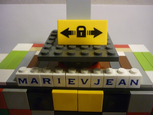 Lego yellow tile with sticker - yellow,