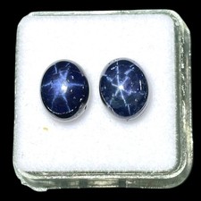 2 Pcs Naturel Étoile Saphir Bleu 10x8mm Ovale Cabochon Gemmes Lot