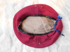 GUERRE INDOCHINE : BERET 3 COUTURES AMARANTE FABRICATION LOCALE / PARACHUTISTES