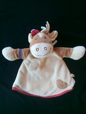 Doudou cheval poney âne - NOUKIE'S - beige rouge Indien marionnette - tbe - ?64