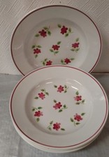 6 assiettes creuses KG Lunéville Modèle Rosine décor Petites Roses Rouges
