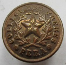 Bouton bombé en métal doré du 19e : Collège des frères / Pera de 23 mm