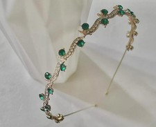 Tiare de mariée en or jaune 18 carats avec émeraude et diamant