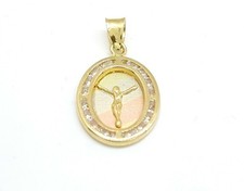 14k tri color gold oval Jesus
