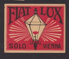 Ancienne étiquette  de paquet allumettes Autriche BN100585 Fiat Lux Lampadaire 