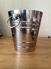 Seau À Champagne en Métal Argenté Poinçon H 21 Cm Diamètre 19,5