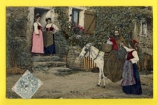 cpa FRANCE Vie d'Autrefois Campagne Land life Le QUETEUR Curé sur son Âne Poulet