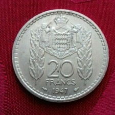 20 Francs Louis II Monaco 1947