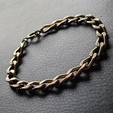 Bracelet maille chaîne plate fermoir menotte plaqué or longueur 19 cm bijou