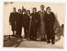 PHOTO SNAPSHOT vers 1930, Montagne Neige équipement SKI des skieurs SKIING