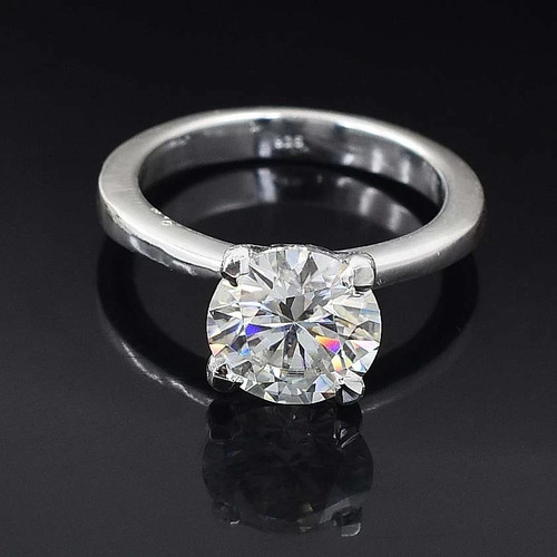 Bague solitaire diamant - , blanc