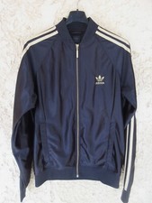 Veste ADIDAS rétro vintage jacket giacca felpa noir doré or satin trefoil M