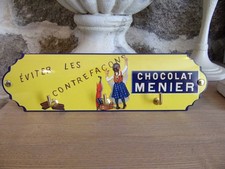 accroche-torchon plaque en métal chocolat Menier 3 crochets cuisine vintage