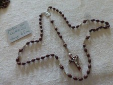 ancien chapelet  59 grains perle en corozo  stock vintage croix bois F FRANCE