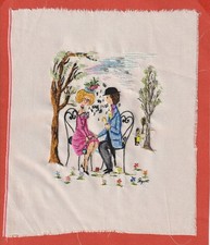 CARRE DE SOIE BRODE - LES