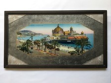 Tableau FIXÉ SOUS VERRE Vue Ville de NICE « PROMENADE DES ANGLAIS » Encadré