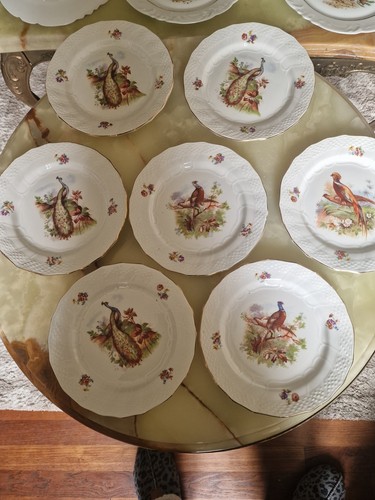 Assiettes motif 4 paons - motif,