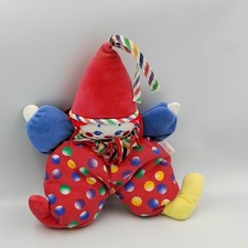 Doudou clown rouge bleu jaune
