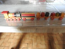 TRAIN ANCIEN EN BOIS ARTISANAL  jouet à tirer