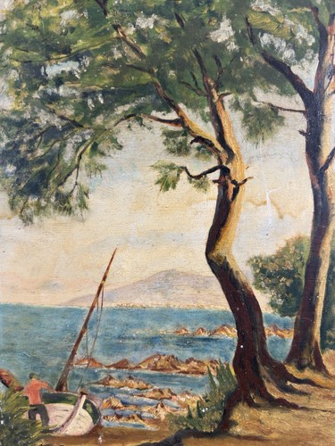Huile sur panneau signée la - sur,