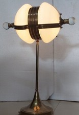 Lampadaire de table vintage en laiton et verre dépoli élégant art déco intemp...