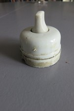 Ancien Interrupteur Céramique Porcelaine Bouton Tournant