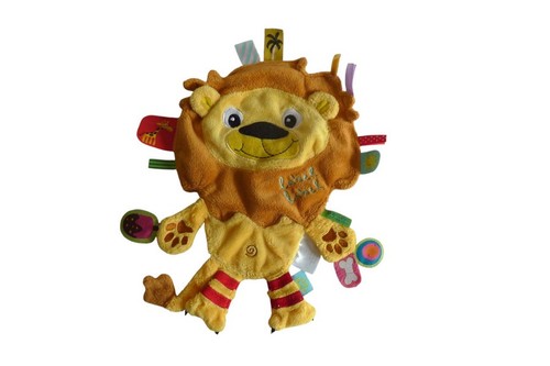 Doudou lion plat - marron, jaune