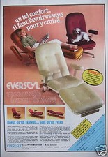 PUBLICITÉ 1980 FAUTEUIL EVERSTYL CONFORT ADVERTISING